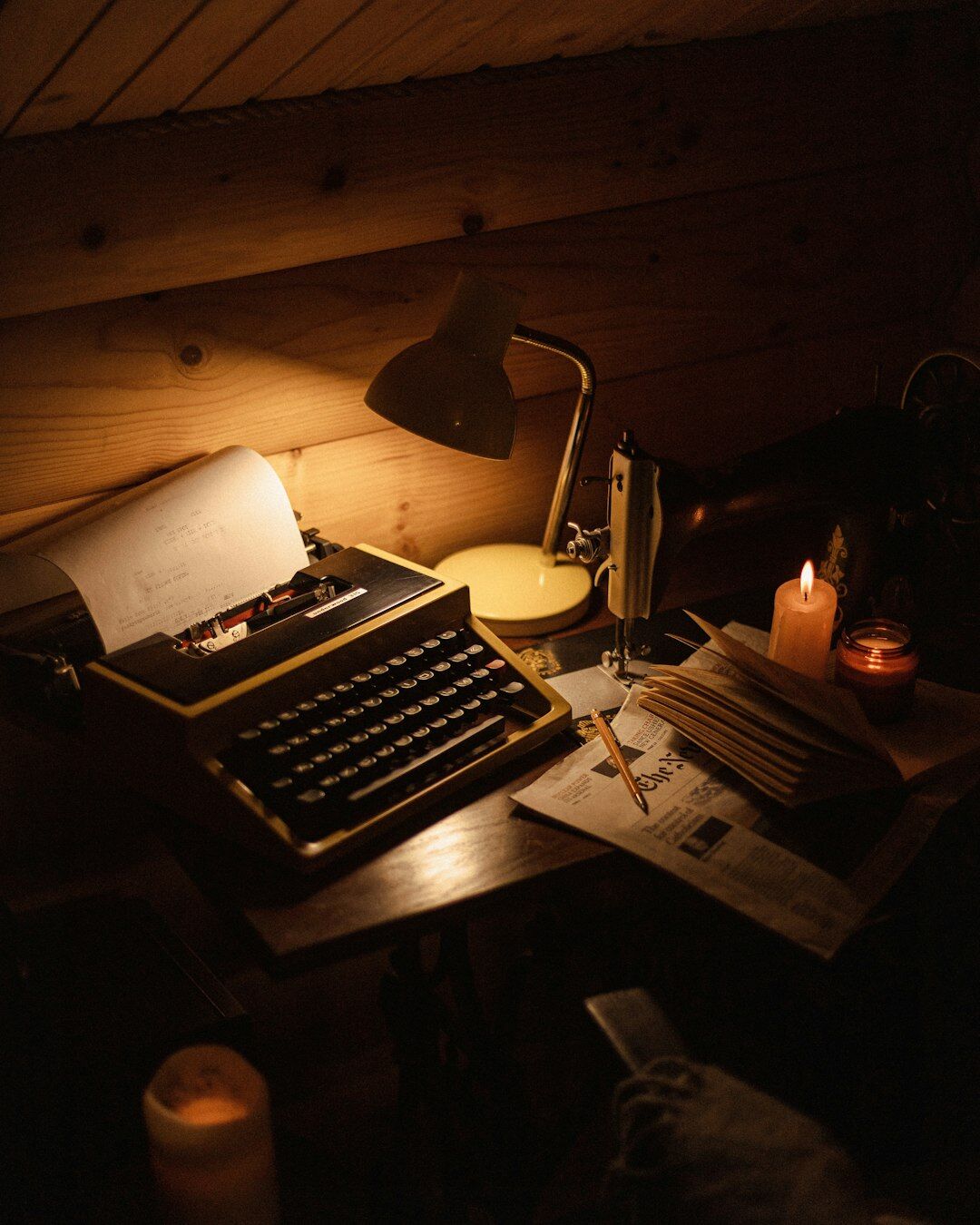 thriller writer typing